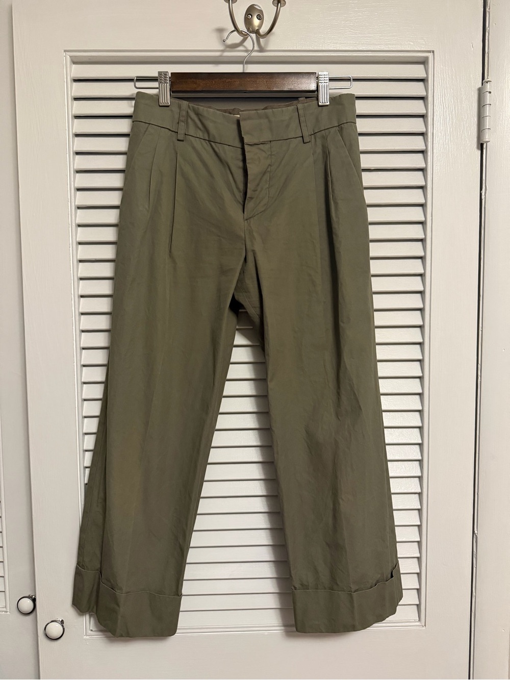 Marni Olive Green Pleated Cotton Chinos